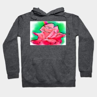 Subtle Red Rose In Abstract Watercolor Hoodie